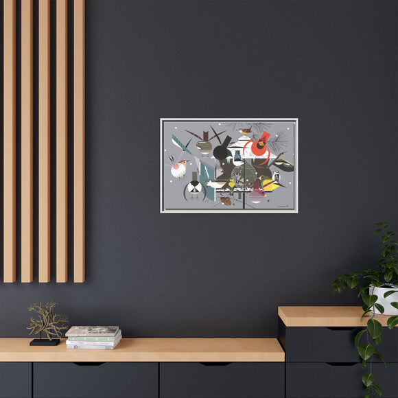 Winter Charley Harper Framed Giclee Print Stretched On Canvas