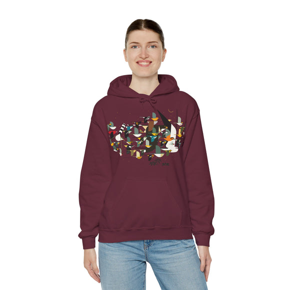 Charley Harper Mystery Of The Missing Migrants Unisex Heavy Blend™ Hooded Sweatshirt