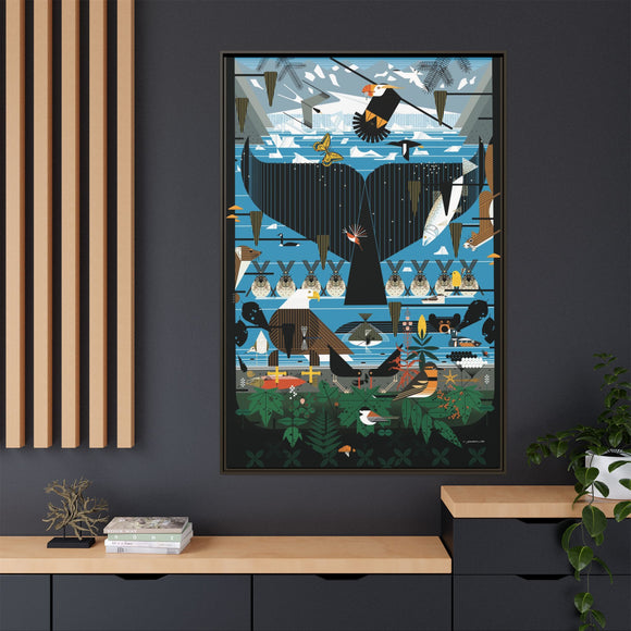 Glacier Bay Charley Harper Framed Giclee Print Stretched On Canvas