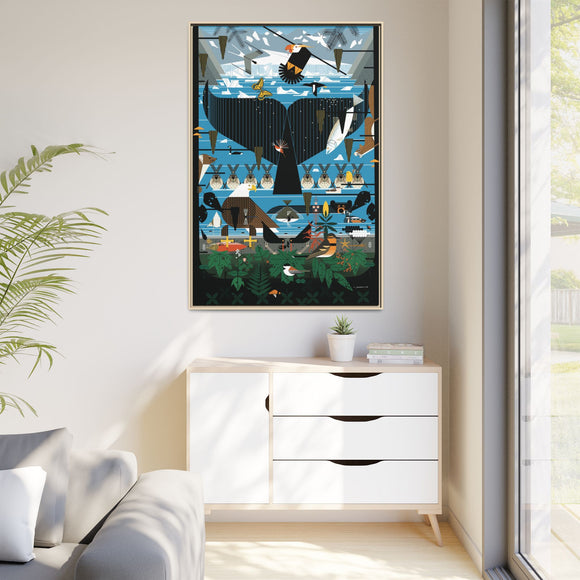 Glacier Bay Charley Harper Framed Giclee Print Stretched On Canvas
