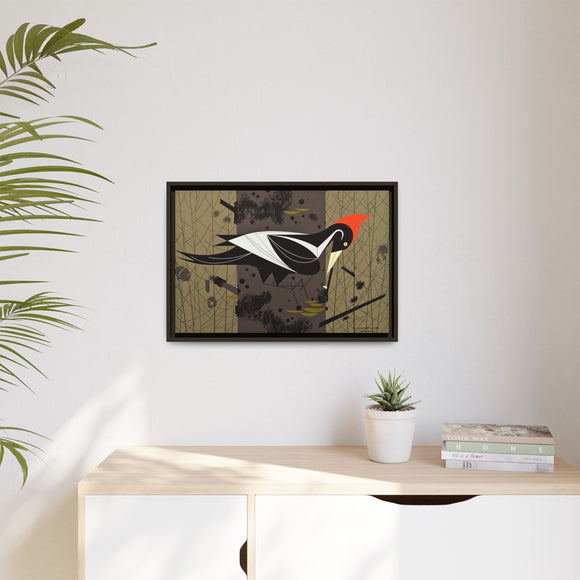Ivory Billed Woodpecker Charley Harper Framed Giclee Print on Stretched on Canvas