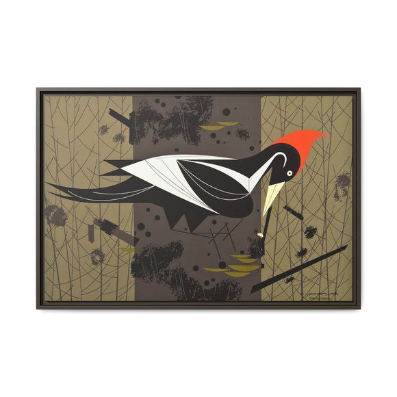 Ivory Billed Woodpecker Charley Harper Framed Giclee Print on Stretched on Canvas