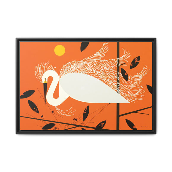 Snowy Egret Charley Harper Framed Giclee Print on Stretched Canvas