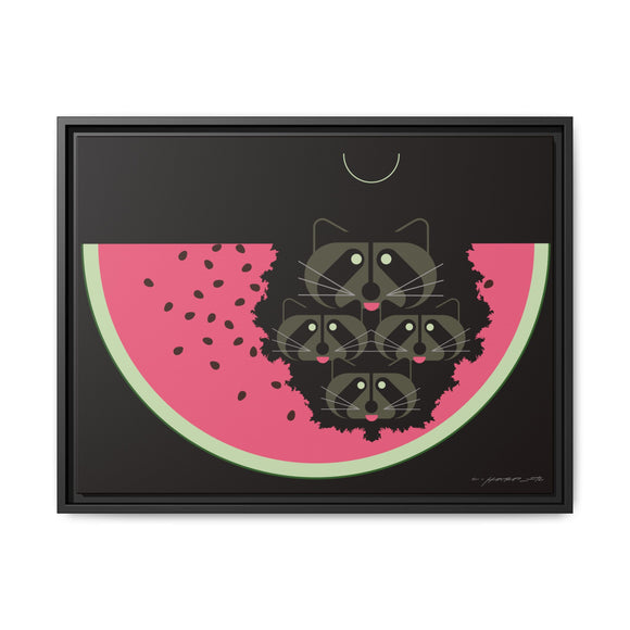 Watermelon Moon Charley Harper Framed Giclee Print on Matte Canvas