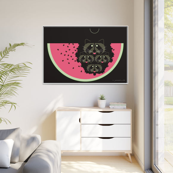 Watermelon Moon Charley Harper Framed Giclee Print on Matte Canvas