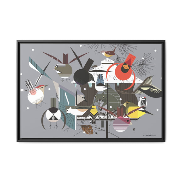 Winter Charley Harper Framed Giclee Print Stretched On Canvas