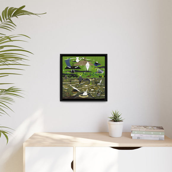 Charley Harper Florida Everglades Wall Art – Mid-Century Modern Geometric Bird Canvas with Minimal Wildlife Accents