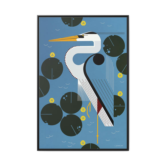 Herondipity Charley Harper Framed Giclee Print on Stretched Canvas