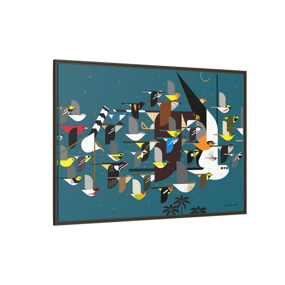 Charley Harper Mystery Of The Missing Migrants Framed Giclee On Canvas Wall  Art