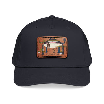 Everglades Mid Profile Baseball Cap with Leather Patch (Rectangle) - 0