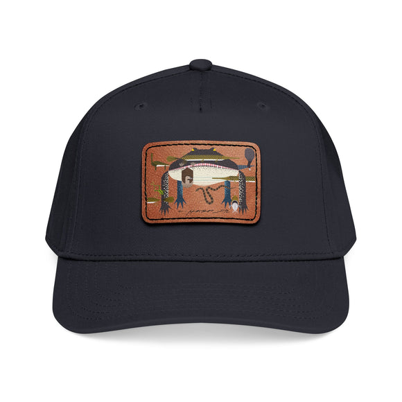 Everglades Mid Profile Baseball Cap with Leather Patch (Rectangle)