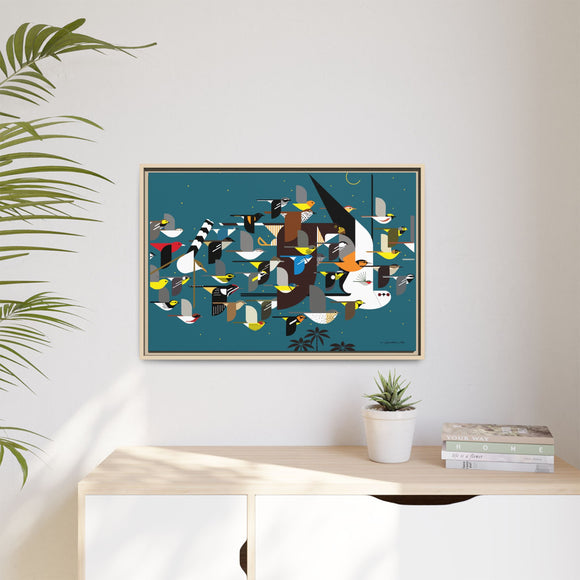 Charley Harper Mystery Of The Missing Migrants Framed Giclee On Canvas Wall  Art