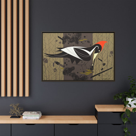 Ivory Billed Woodpecker Charley Harper Framed Giclee Print on Stretched on Canvas