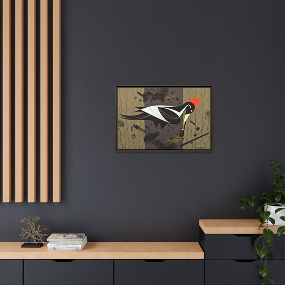 Ivory Billed Woodpecker Charley Harper Framed Giclee Print on Stretched on Canvas
