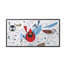 Charley Harper Birdfeeders Framed Giclee Stretched on Canvas Print Wall Art-Minimal Realism Style Wildlife With Cardinals & Blue Jays-4