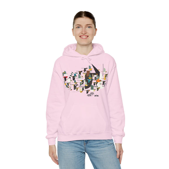 Charley Harper Mystery Of The Missing Migrants Unisex Heavy Blend™ Hooded Sweatshirt