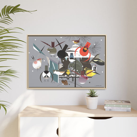 Winter Charley Harper Framed Giclee Print Stretched On Canvas