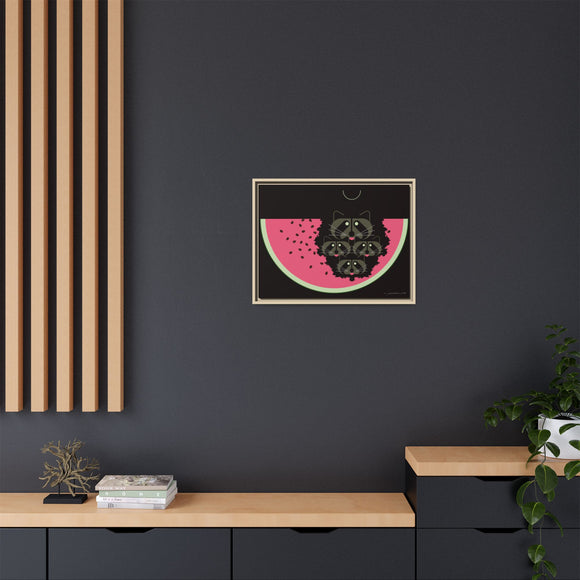 Watermelon Moon Charley Harper Framed Giclee Print on Matte Canvas