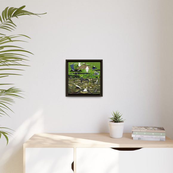 Charley Harper Florida Everglades Wall Art – Mid-Century Modern Geometric Bird Canvas with Minimal Wildlife Accents