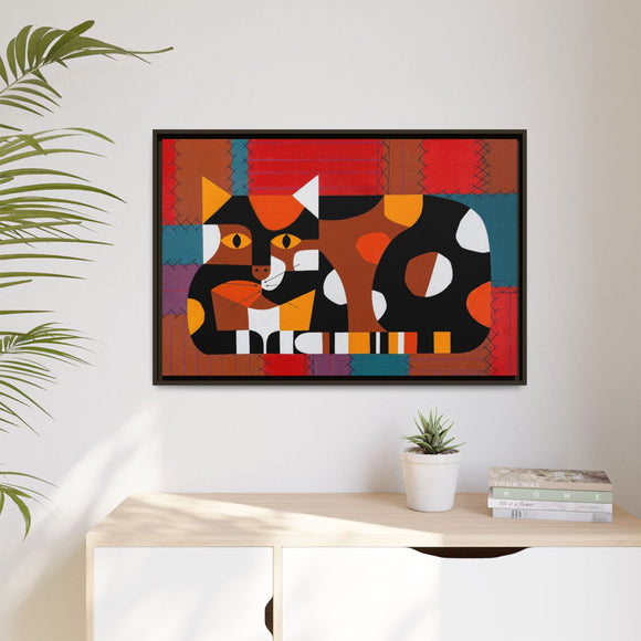 Edie Harper Crazy Cat Crazy Quilt Framed Giclee On Stretched Canvas Print