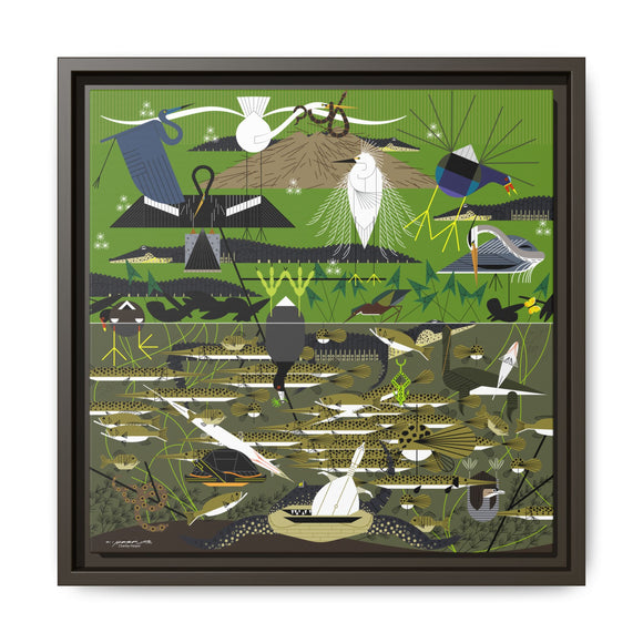 Charley Harper Florida Everglades Wall Art – Mid-Century Modern Geometric Bird Canvas with Minimal Wildlife Accents