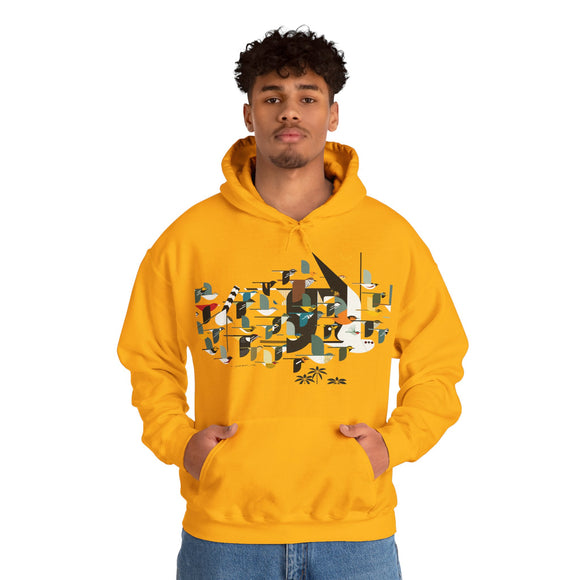 Charley Harper Mystery Of The Missing Migrants Unisex Heavy Blend™ Hooded Sweatshirt