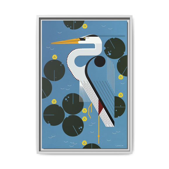 Herondipity Charley Harper Framed Giclee Print on Stretched Canvas