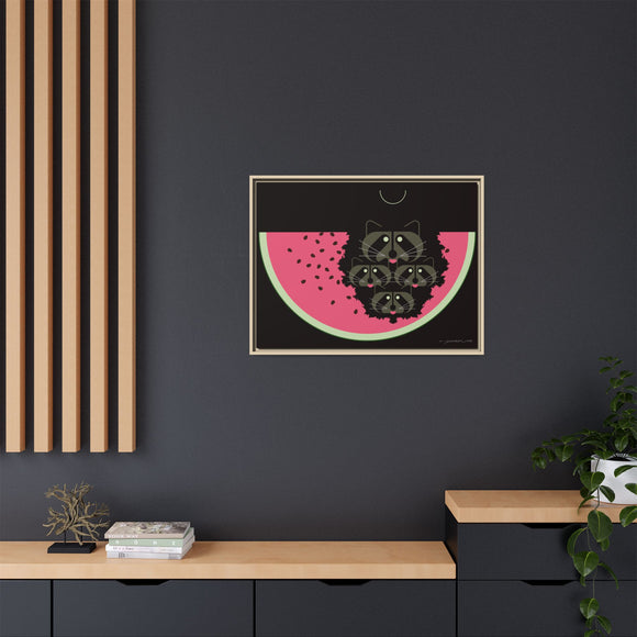 Watermelon Moon Charley Harper Framed Giclee Print on Matte Canvas