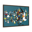 Charley Harper Mystery Of The Missing Migrants Framed Giclee On Canvas Wall  Art-36