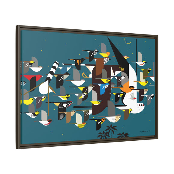 Charley Harper Mystery Of The Missing Migrants Framed Giclee On Canvas Wall  Art