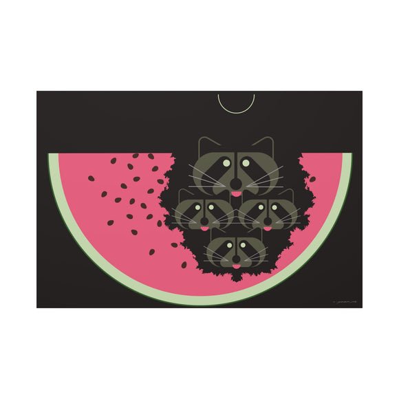 Watermelon Moon Charley Harper Unframed Giclee on Matte Stretched Canvas