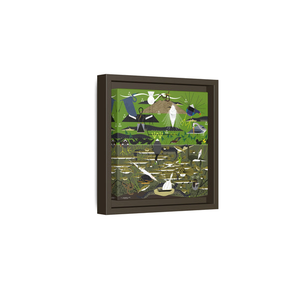 Charley Harper Florida Everglades Wall Art – Mid-Century Modern Geometric Bird Canvas with Minimal Wildlife Accents