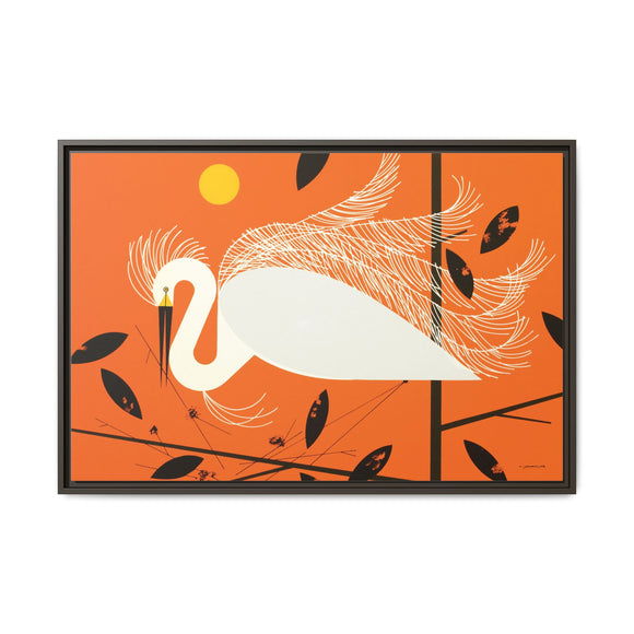 Snowy Egret Charley Harper Framed Giclee Print on Stretched Canvas