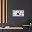 Charley Harper Birdfeeders Framed Giclee Stretched on Canvas Print Wall Art-Minimal Realism Style Wildlife With Cardinals & Blue Jays-32