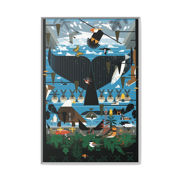 Glacier Bay Charley Harper Framed Giclee Print Stretched On Canvas