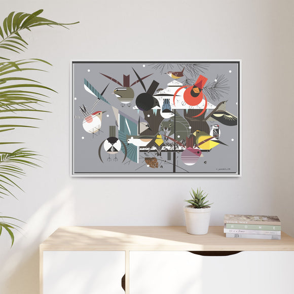 Winter Charley Harper Framed Giclee Print Stretched On Canvas