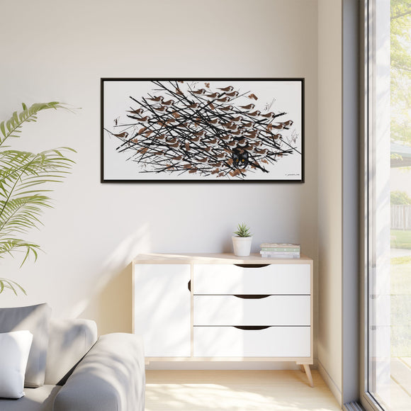 His Eyes Are On The Sparrow Charley Harper Framed Giclee Print Stretched on Canvas