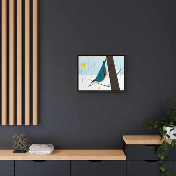 White-Breasted Nuthatch Charley Harper Giclee on Matte Stretched Canvas