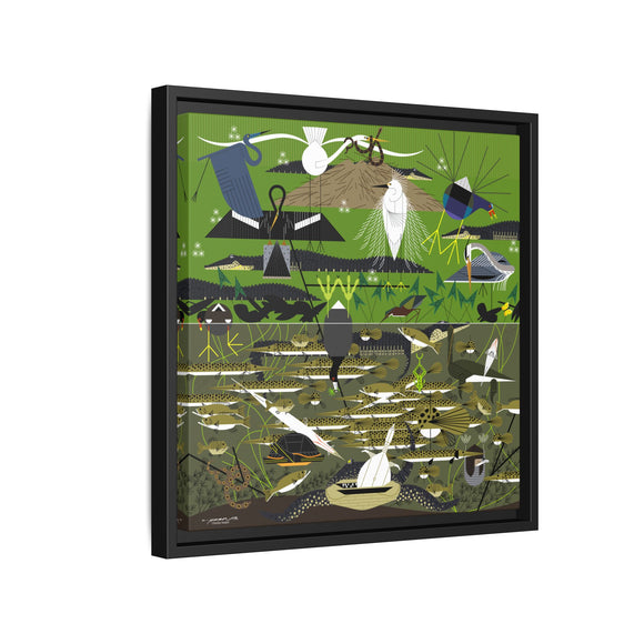 Charley Harper Florida Everglades Wall Art – Mid-Century Modern Geometric Bird Canvas with Minimal Wildlife Accents