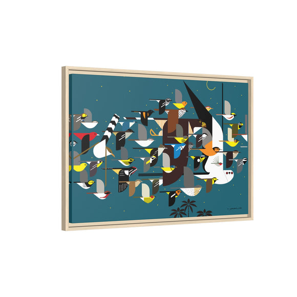 Charley Harper Mystery Of The Missing Migrants Framed Giclee On Canvas Wall  Art