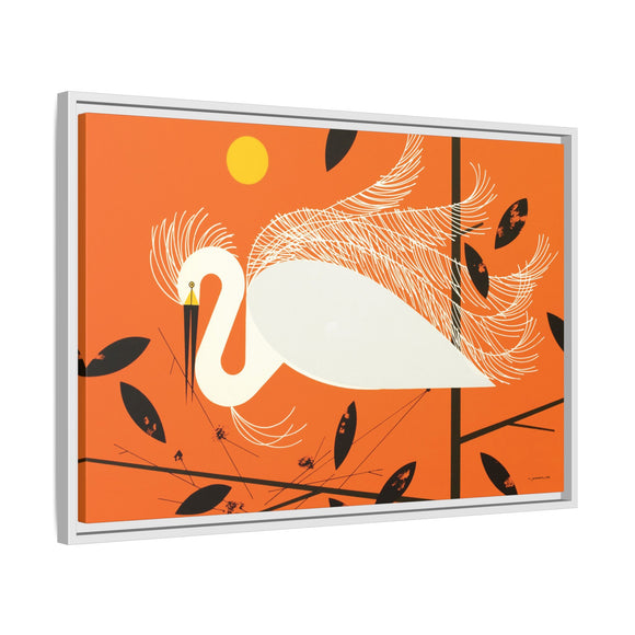 Snowy Egret Charley Harper Framed Giclee Print on Stretched Canvas