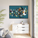 Charley Harper Mystery Of The Missing Migrants Framed Giclee On Canvas Wall  Art-58