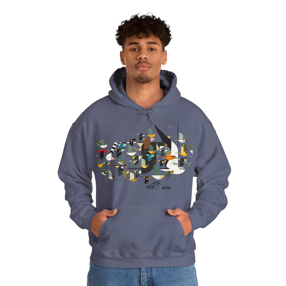 Charley Harper Mystery Of The Missing Migrants Unisex Heavy Blend™ Hooded Sweatshirt