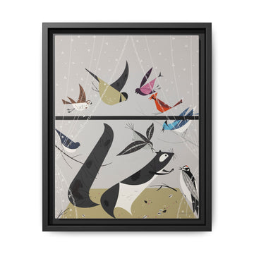 Charley Harper Feeding Station Framed Giclee Wall Art - 0
