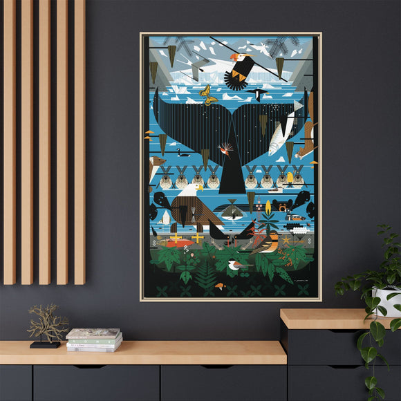 Glacier Bay Charley Harper Framed Giclee Print Stretched On Canvas