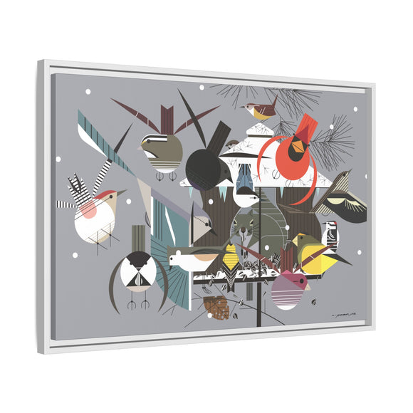 Winter Charley Harper Framed Giclee Print Stretched On Canvas