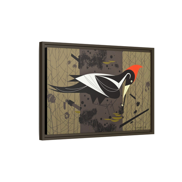 Ivory Billed Woodpecker Charley Harper Framed Giclee Print on Stretched on Canvas