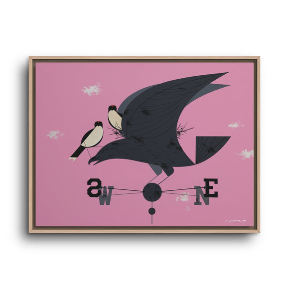 Eastern Kingbird Charley Harper Giclee on Matte Stretched Canvas