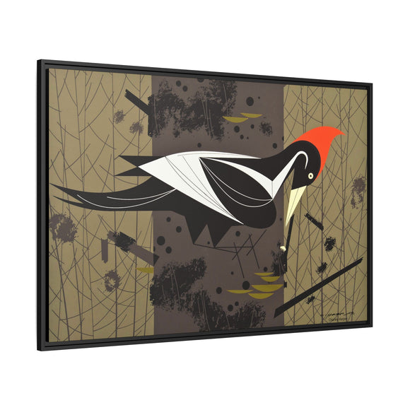 Ivory Billed Woodpecker Charley Harper Framed Giclee Print on Stretched on Canvas