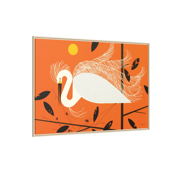 Snowy Egret Charley Harper Framed Giclee Print on Stretched Canvas